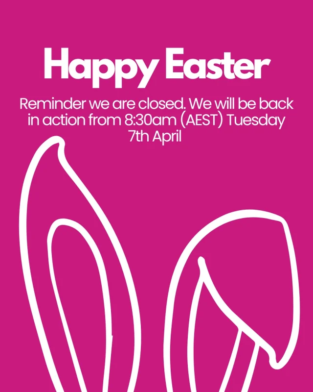 Happy Easter from the team at Pink Door!As a reminder, our office is closed for the Easter public holidays.We’ll be back on deck from 8:30am (AEST) on Tuesday 7 April.Wishing you all a safe and happy break.